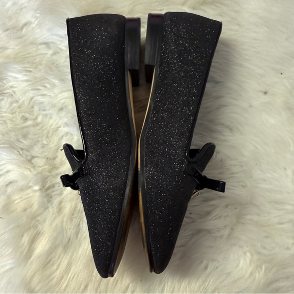 Kate Spade Black Glitter Loafers with Bow Charm - Picture 7 of 8